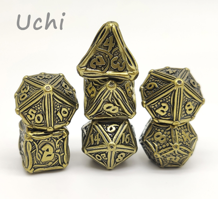 磨かれた耐久のPolyhedral 7つのダイス セット、金は注文の金属のダイス セットをめっきした