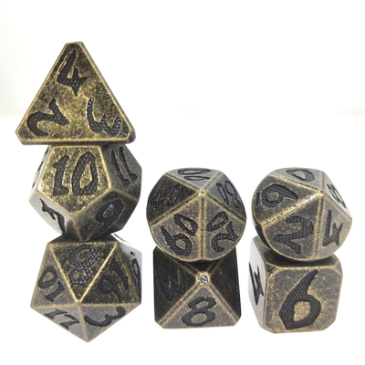 小型RPGのダイスDND RPGのダイスは地下牢およびドラゴンPolyhedral Aurichalceousのための耐久財を置いた