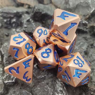 青いダイスのPolyhedralカスタム化RPGのダイス セットOEMのRPGのダイス亜鉛金を鋭角
