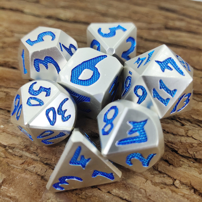 高級 7 個セットダンジョンとドラゴンハンド注ぐ多面体サイコロシルバーブルー RPG と DND ゲーム用丈夫