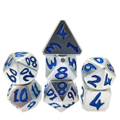 DND ブルー シルバー ダイス セット 多面体 グリーン メタル 手動研磨多面体