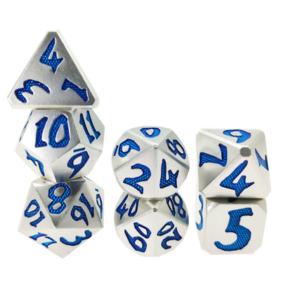 DND ブルー シルバー ダイス セット 多面体 グリーン メタル 手動研磨多面体