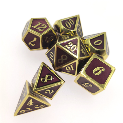 ヘビー級の金属RPGはマイクロ ダイスがピンクのPolyhedral金メッキの緑を置く端正な鋭角をさいの目に切る