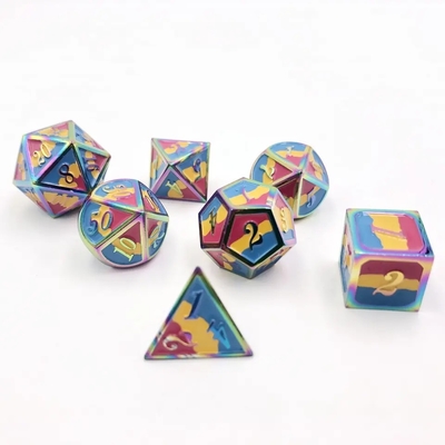 16mm スムーズRPG メタルダイス カスタムDNDロゴ レインボーゲームセット