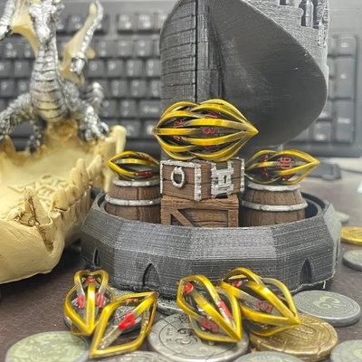 3Dプリント クスルフ ホールメタルダイス 7ピースセット ドラゴンとダンジョン DND RPG