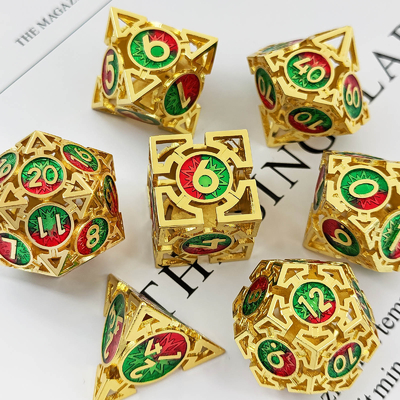 矢印 空っぽの金属のダイススーツ 多面的なDNDのダンジョンとドラゴン