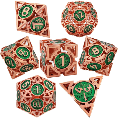 矢印 空っぽの金属のダイススーツ 多面的なDNDのダンジョンとドラゴン