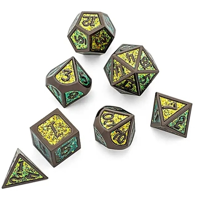 輝く黄金粉 固体金属 ダイスセット ボードゲーム ドラゴンとダンジョン DND RPG