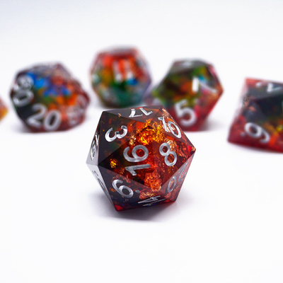赤いゴールドホイル樹脂ダイスセット 手作り カスタム色#Rpg#Dnd#Coc