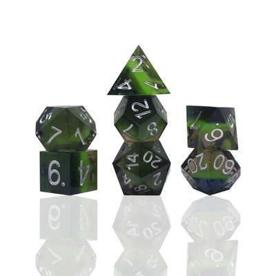 グリーンレジンのデジタルダースセット 多面性タブレットゲームダース#rpg#dnd#coc