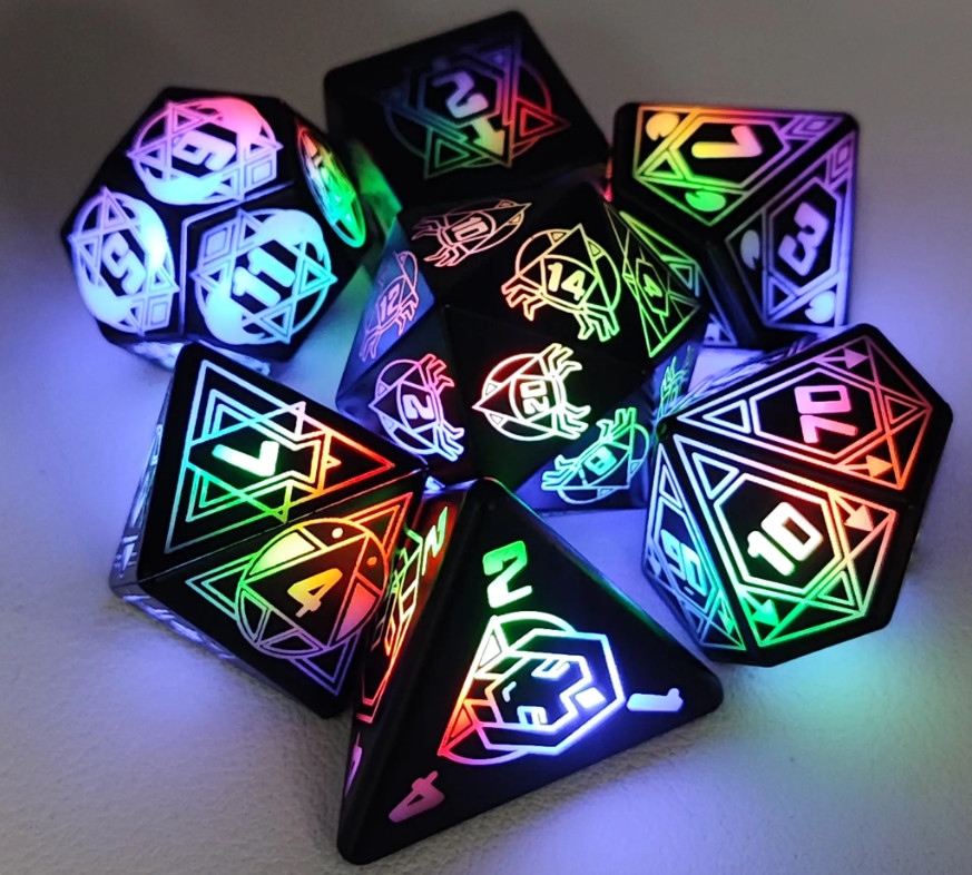 ライトアップ DND ダイス 充電ボックス 7 PCS LED 電子 ダイス テーブルテーブル