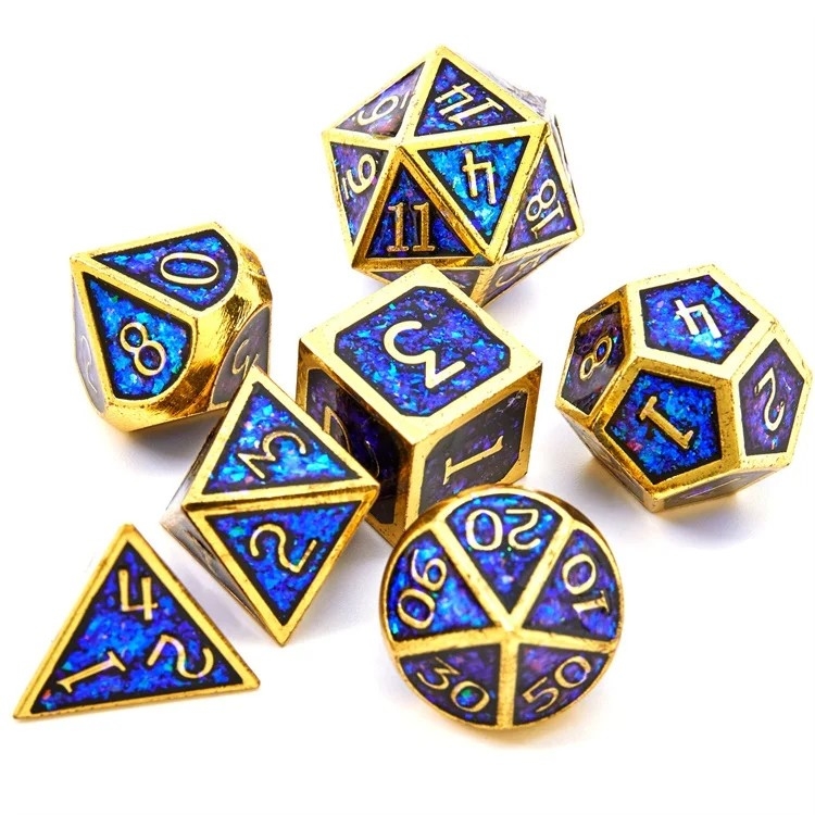 輝く黄金粉 固体金属 ダイスセット ボードゲーム ドラゴンとダンジョン DND RPG
